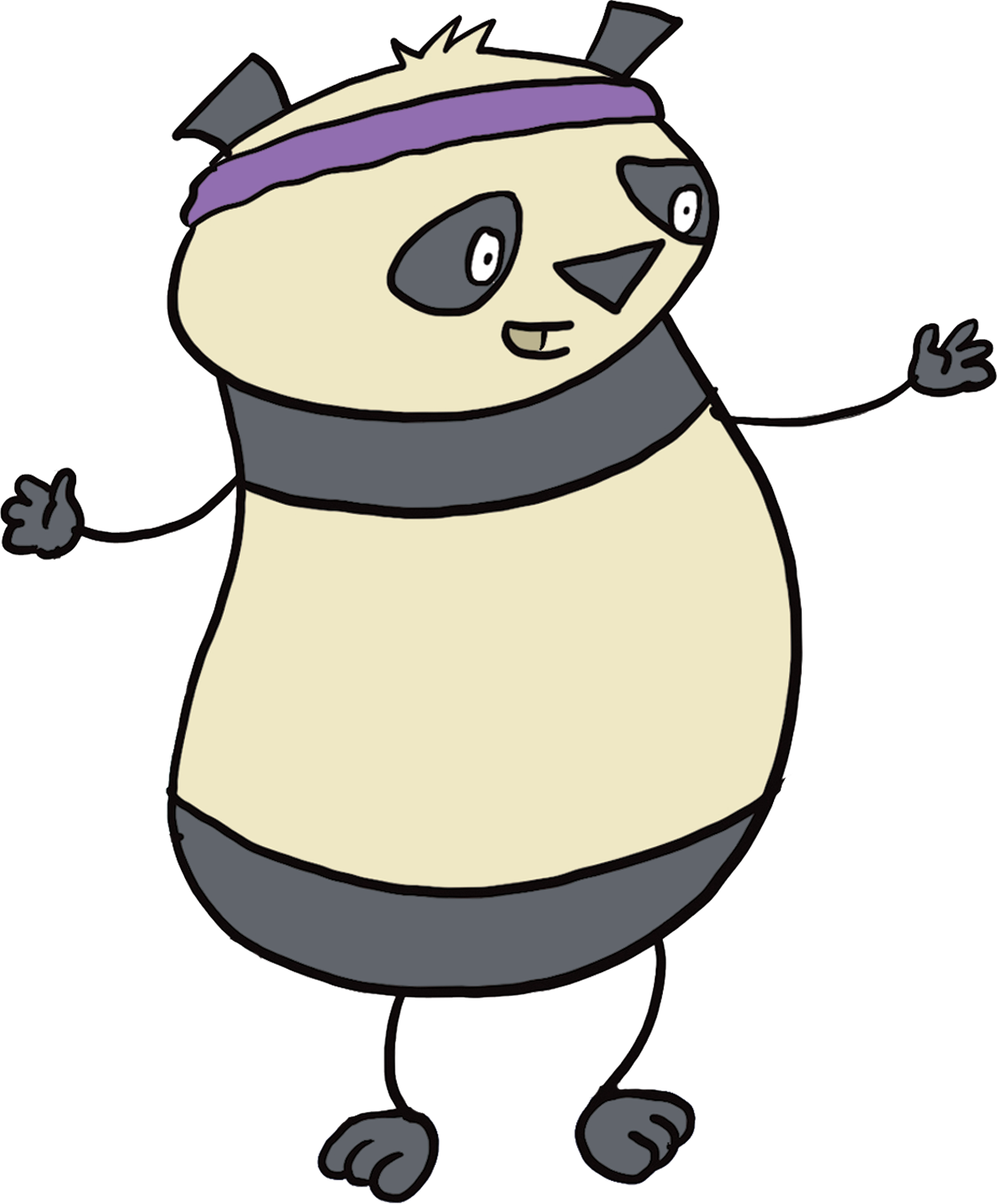 Illustration of a panda bear wearing a purple bandana.